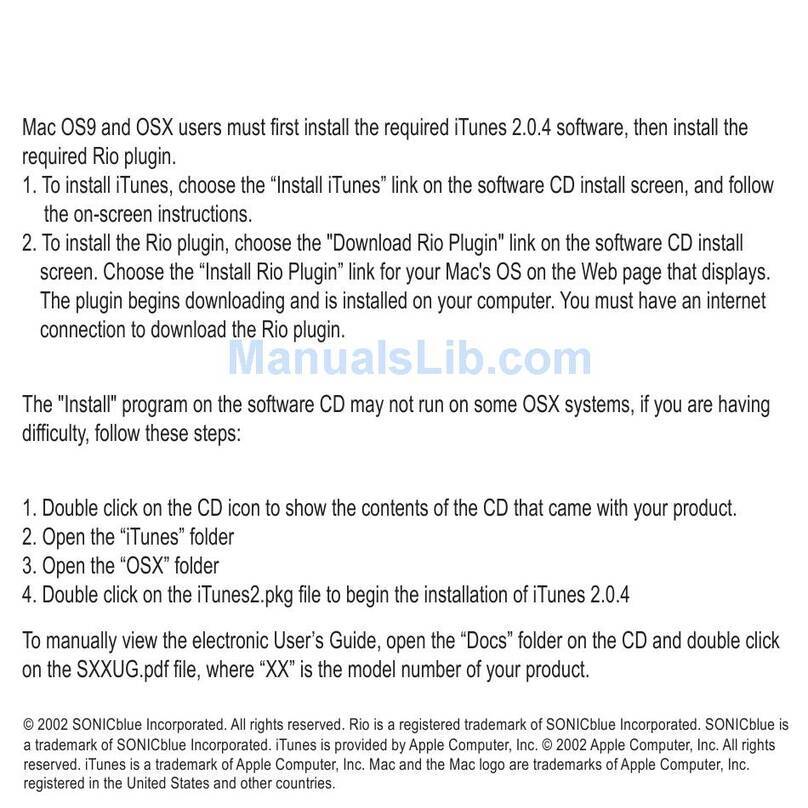 Rio S10 96MB User manual