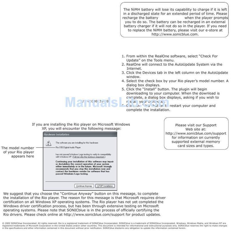 Rio S50 Operating manual