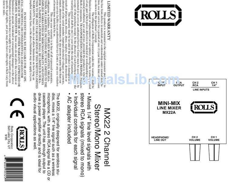 Rolls MINI-MIX MX22A User manual
