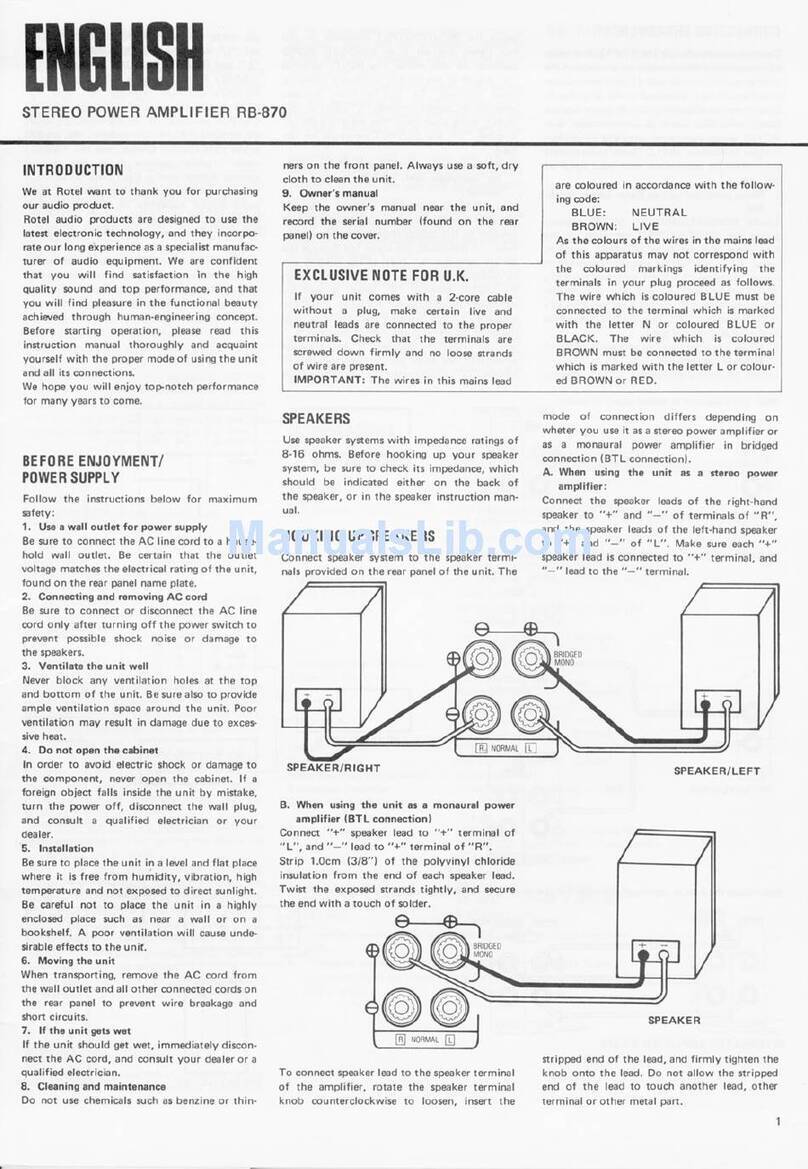 Rotel RB-870 User manual