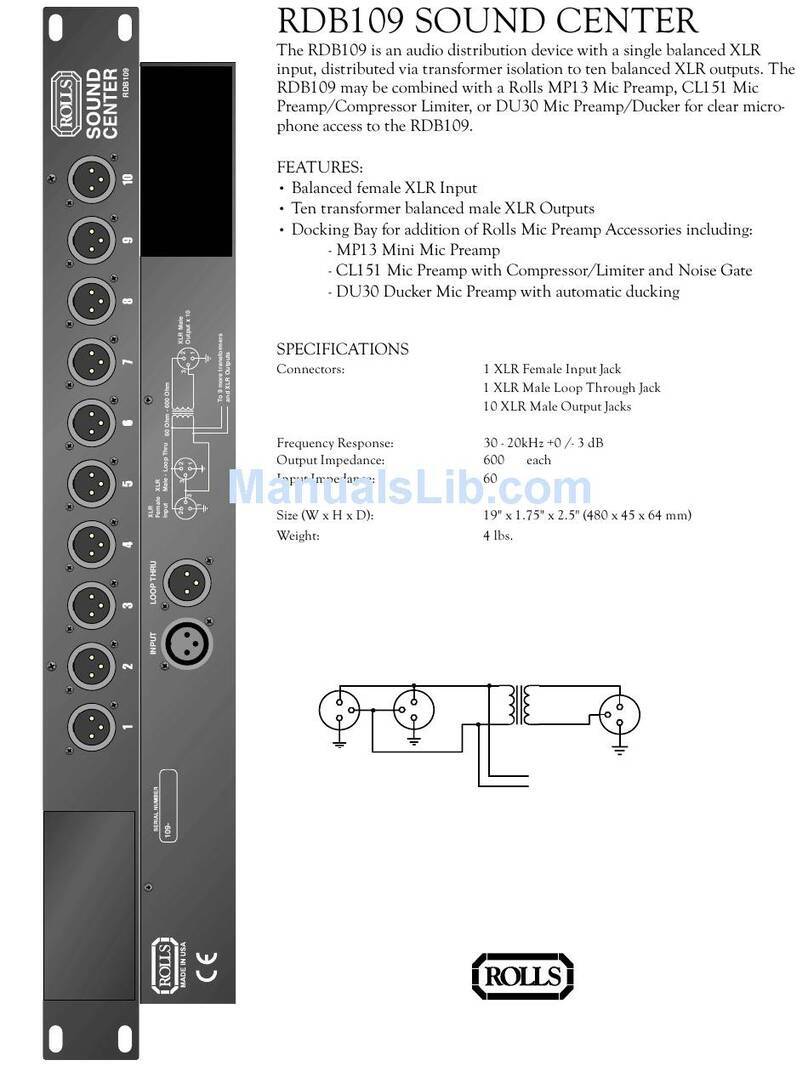 Rolls RDB109 Specifications
