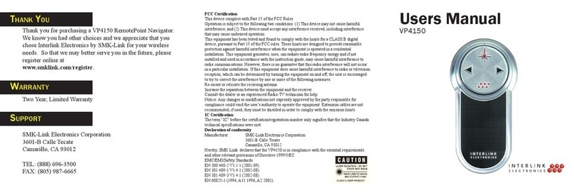 SMK-Link VP4150 user manual