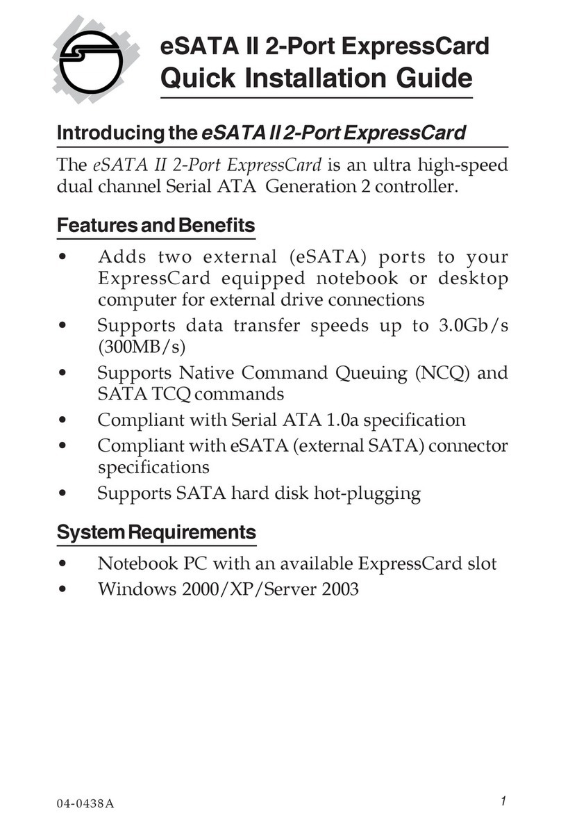 SIIG SC-SAEE22-S1 Quick installation guide
