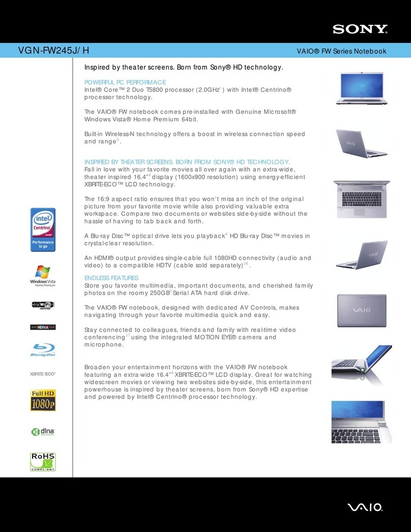 Sony VGN-FW245J User manual