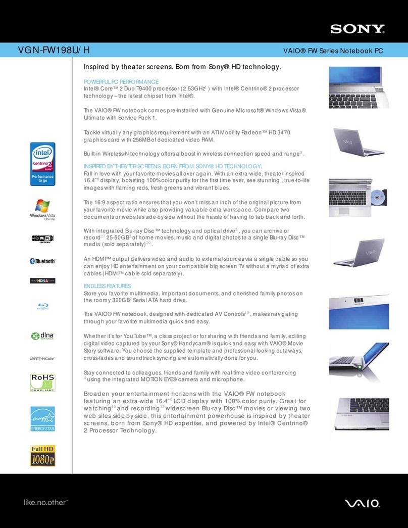 Sony VGN-FW198U User manual