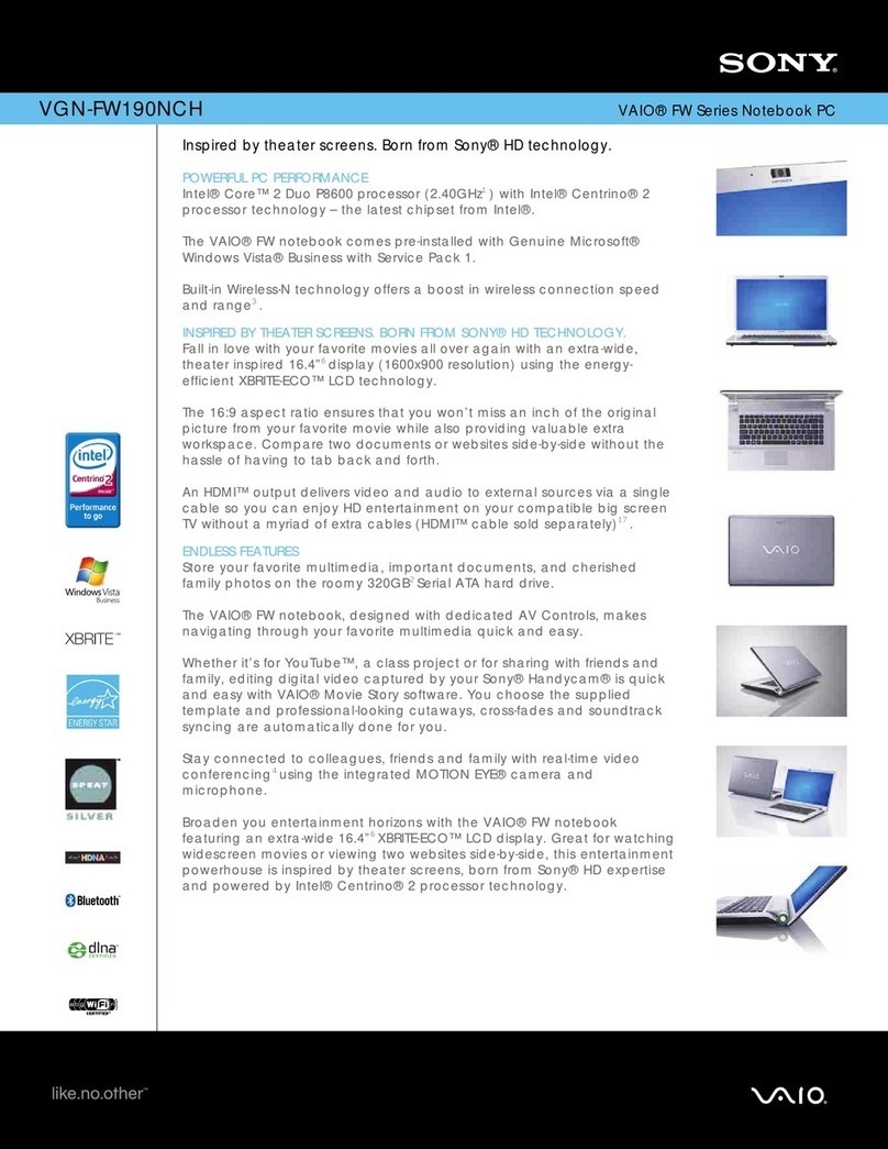 Sony VAIO VGN-FW190NCH User manual