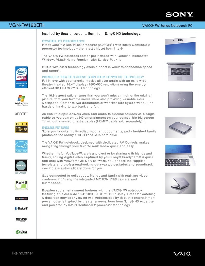 Sony VAIO VGN-FW190EFH User manual