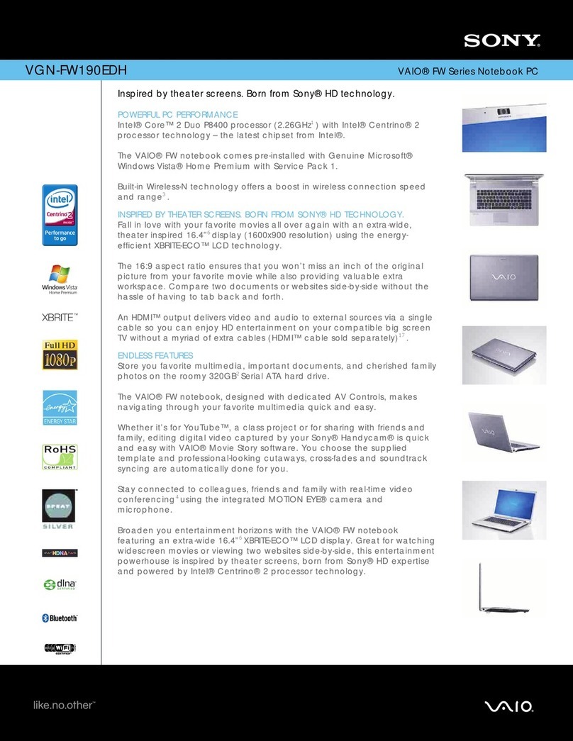 Sony VAIO VGN-FW190EDH User manual