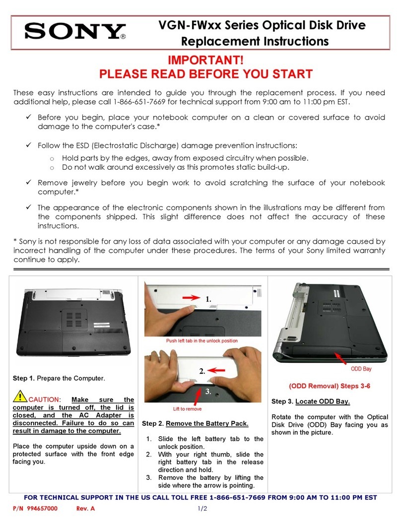 Sony VAIO VGN-FW130 supplementary guide