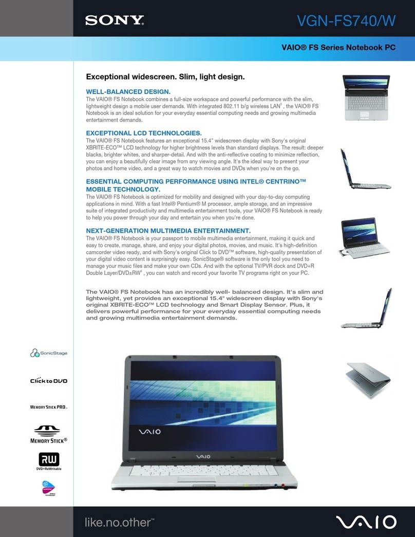 Sony VAIO VGN-FS740 Specifications