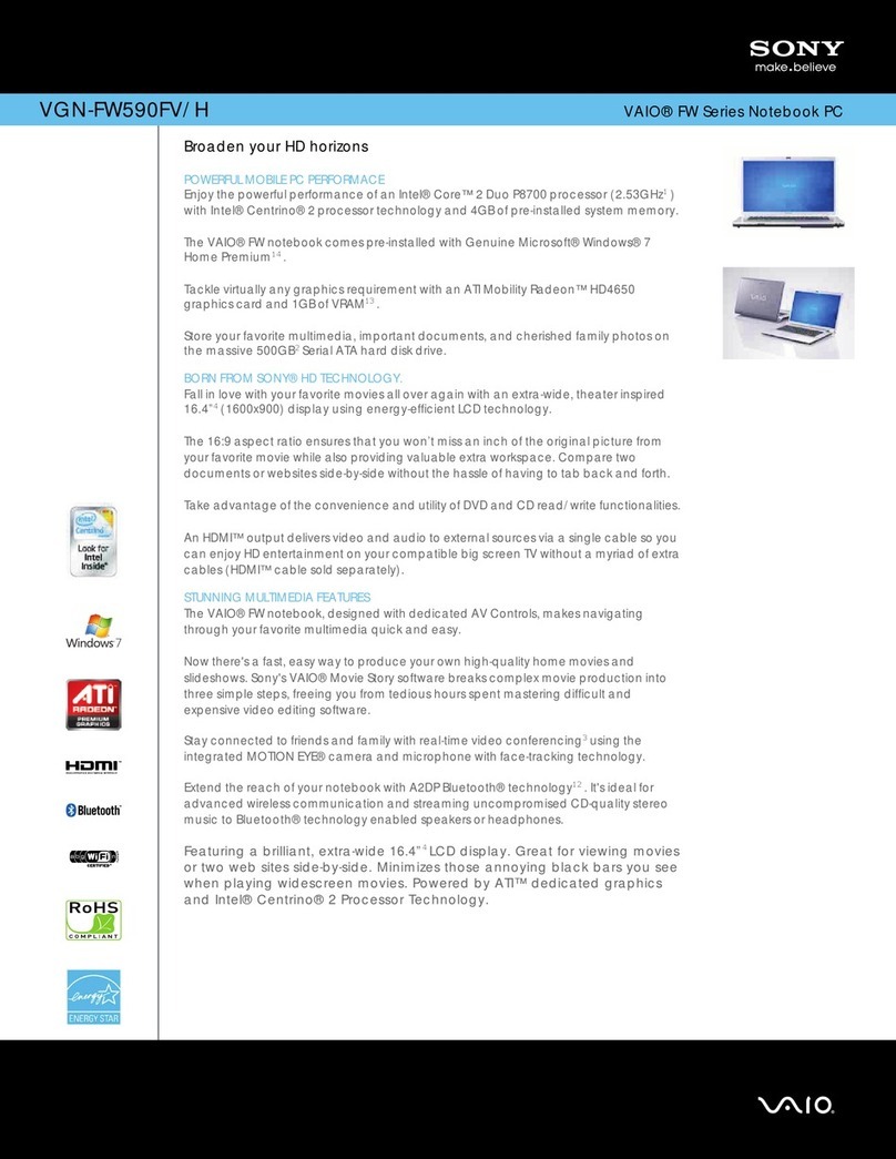 Sony VAIO VGN-FW590FV Specifications
