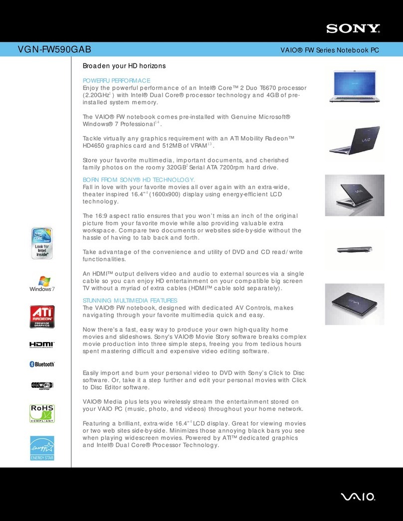 Sony VGNFW590GAB Specifications