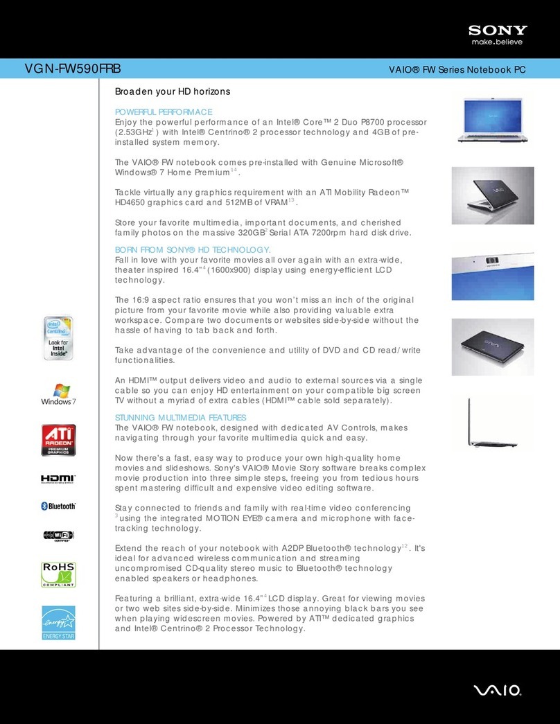 Sony VGNFW590FRB Specifications