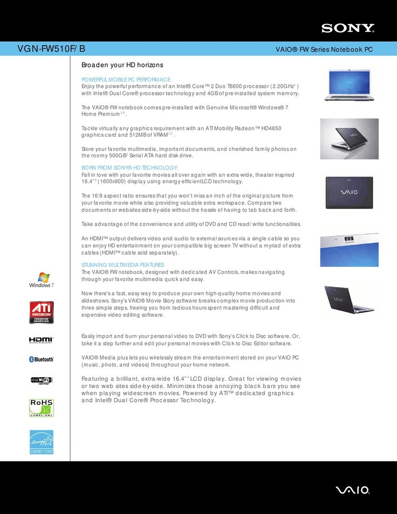 Sony VGN-FW510F Specifications