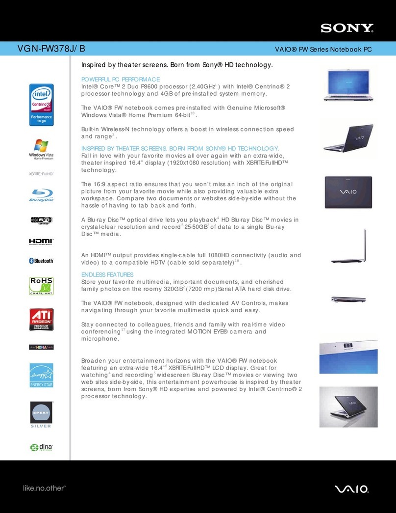 Sony VGN-FW378J User manual