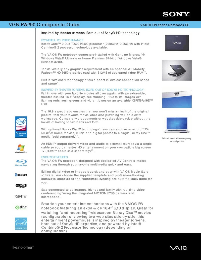 Sony VAIO VGN-FW290NAH User manual