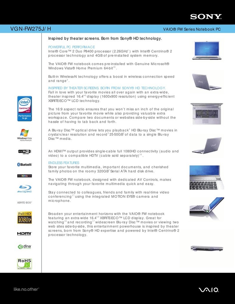 Sony VGN-FW275J User manual