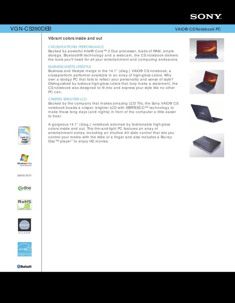 Sony VGN-CS390DEB Specifications