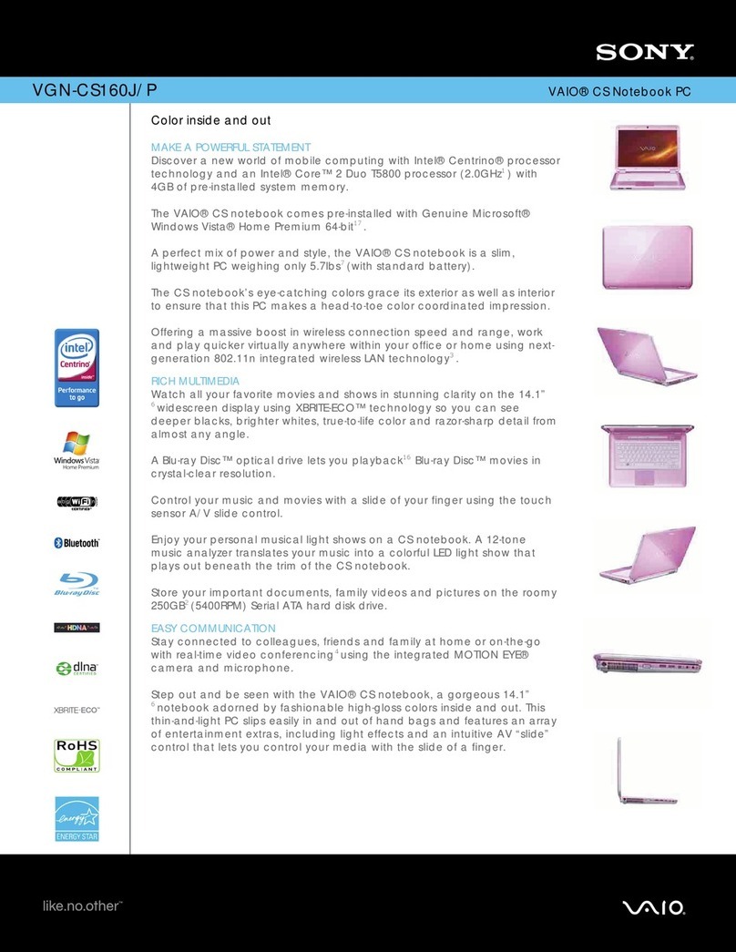 Sony VGN-CS160J - VAIO CS Series User manual