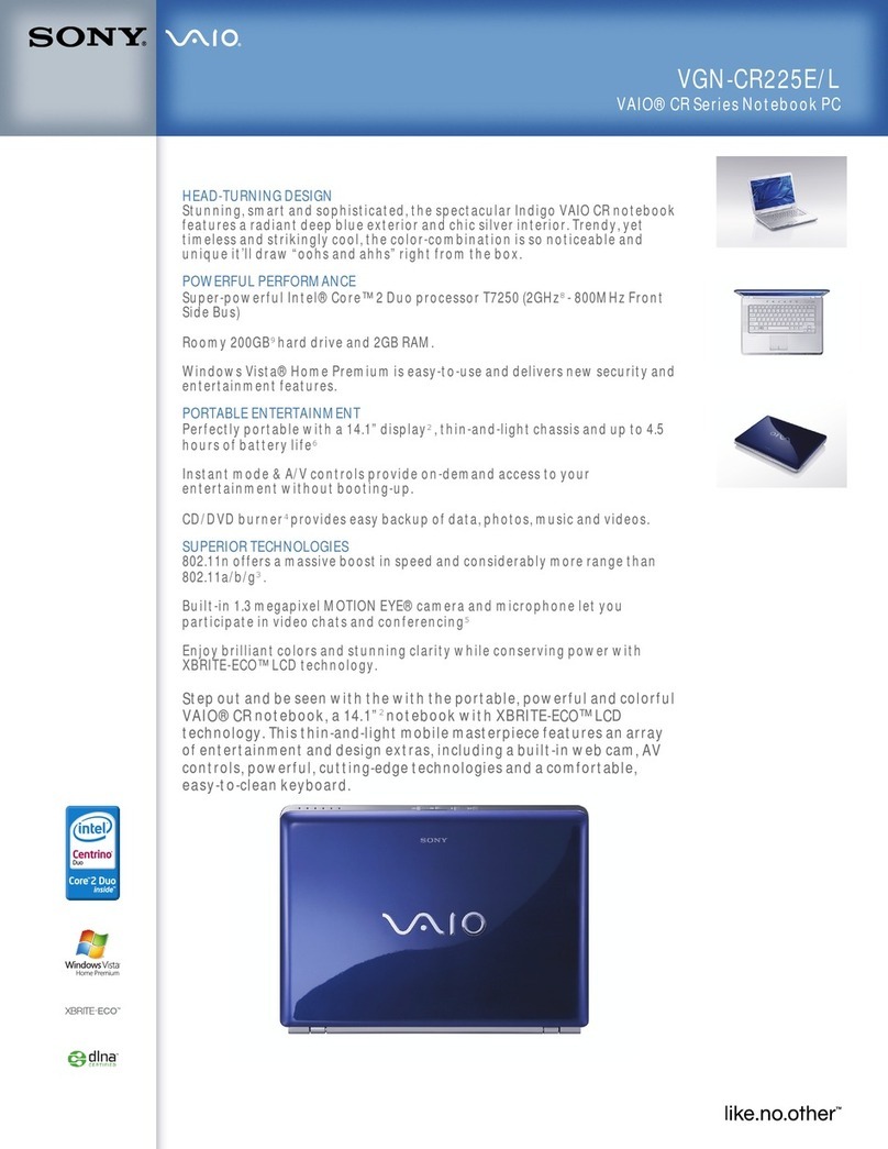 Sony VGN-CR225E User manual