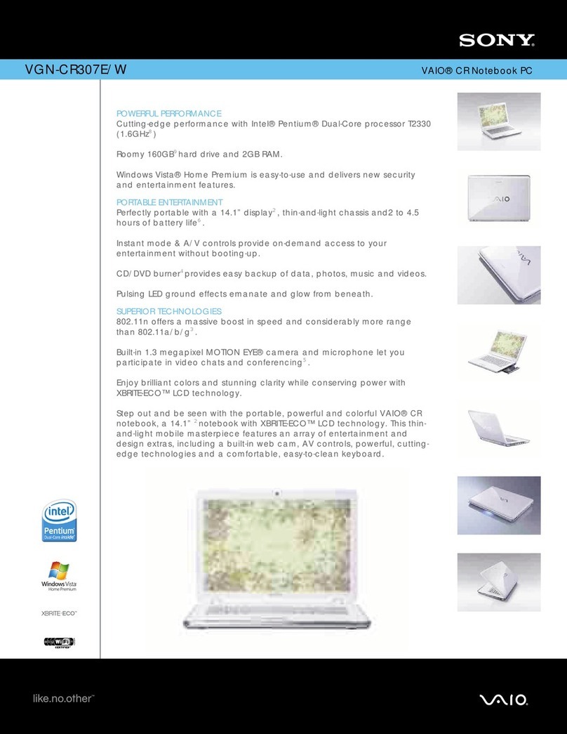 Sony VGN-CR307E - VAIO CR Series Specifications