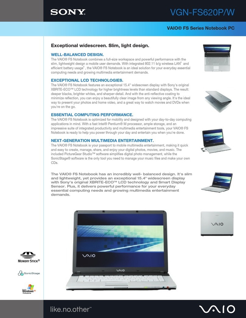 Sony VGN-FS620P/W Specifications