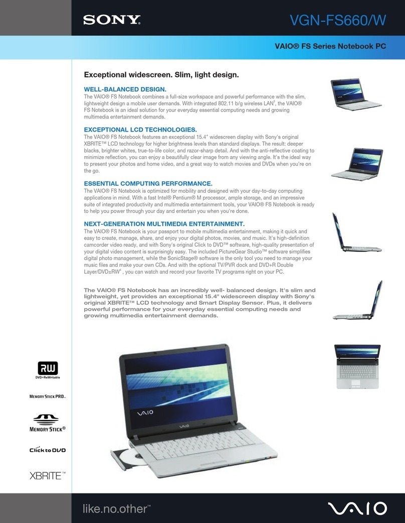 Sony VGN-FS660 Specifications