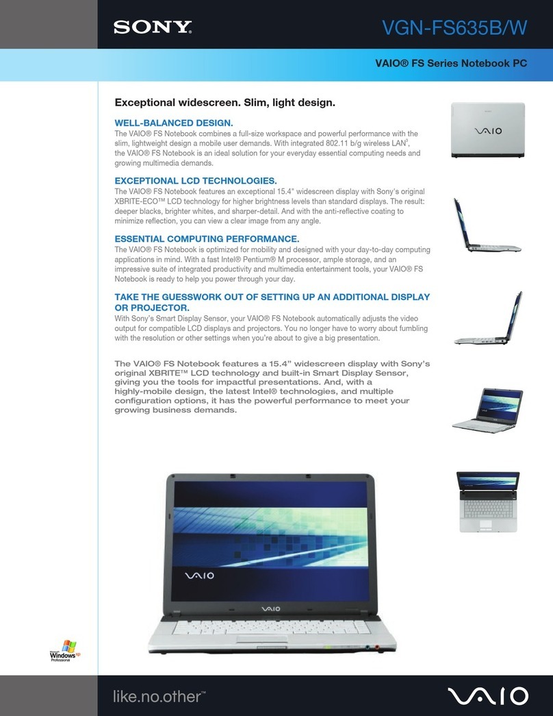 Sony VGN-FS635B Specifications