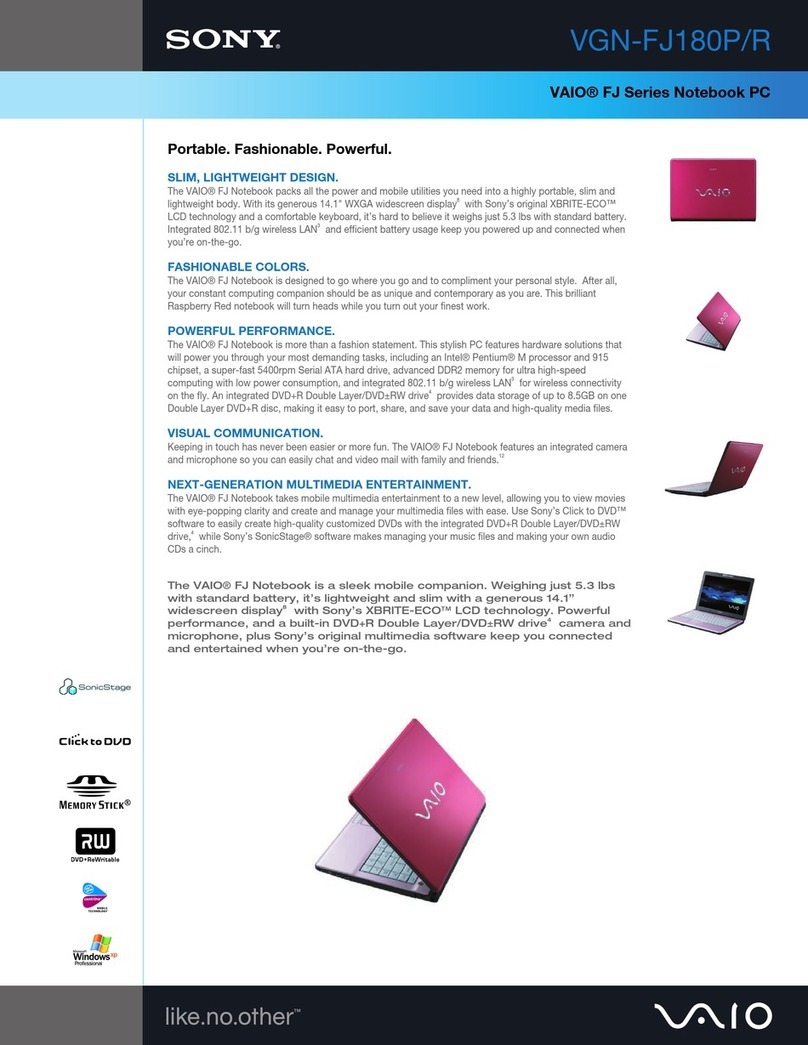 Sony VAIO VGN-FJ180P/R Specifications