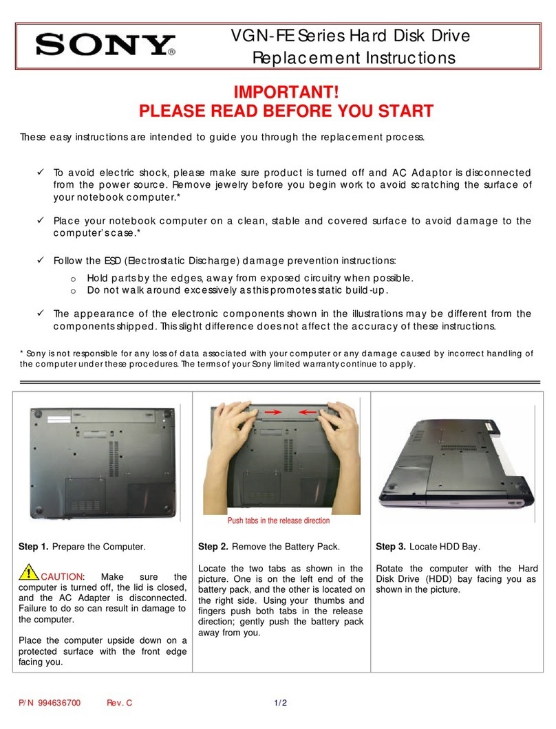 Sony VAIO VGN-FE750FM supplementary guide