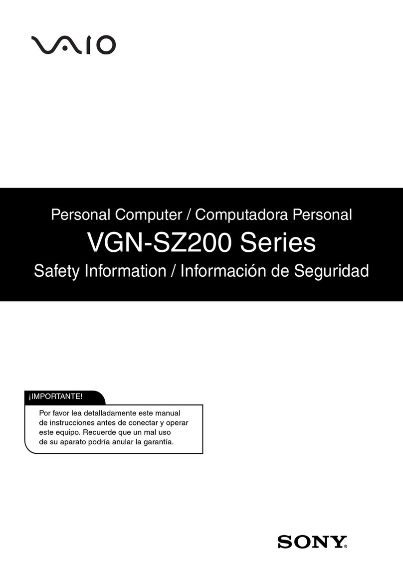 Sony VAIO VGN-SZ210P Safety information