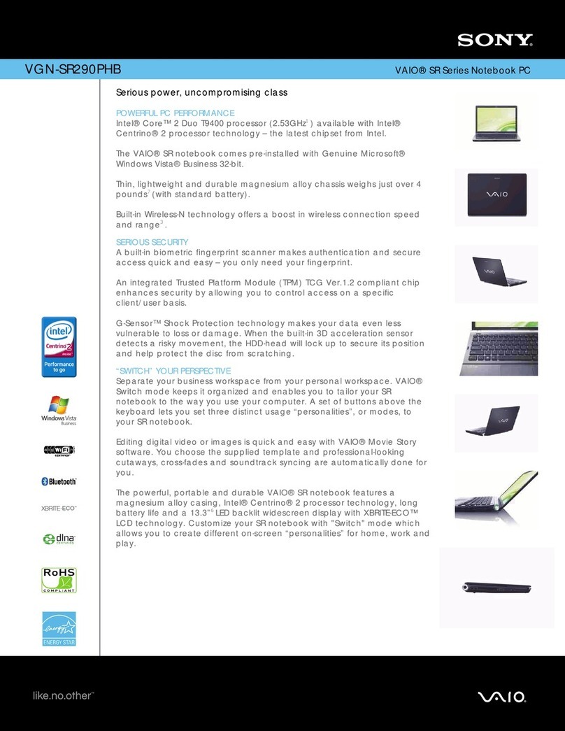 Sony VAIO VGN-SR290PHB User manual