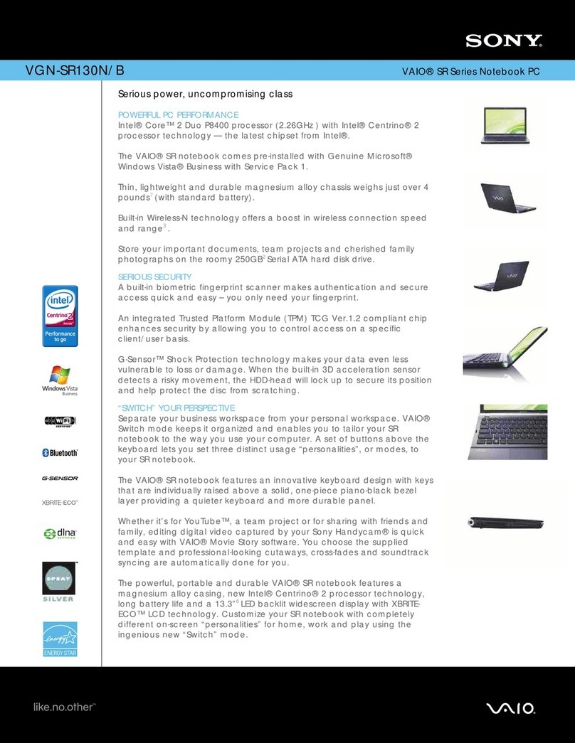 Sony VGN-SR130N User manual