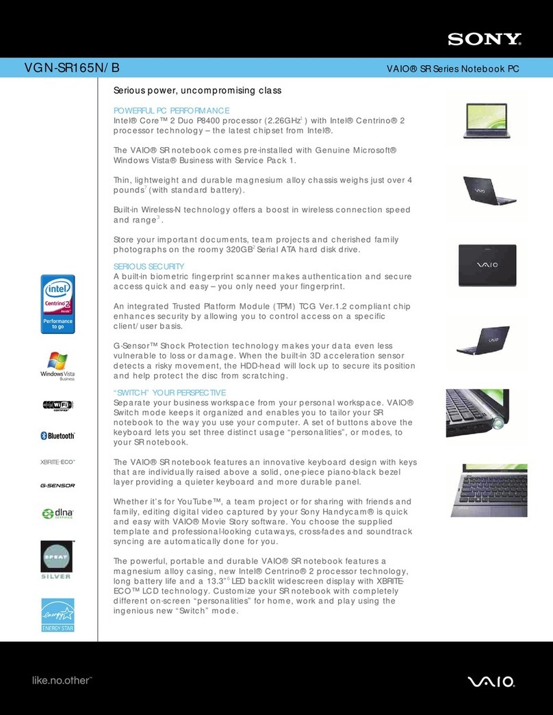 Sony VGN-SR165N/B User manual Sony VGN-SR165N/B User manual