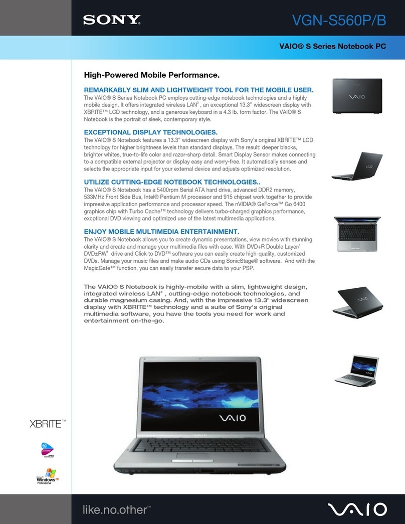 Sony VGN-S560P Specifications