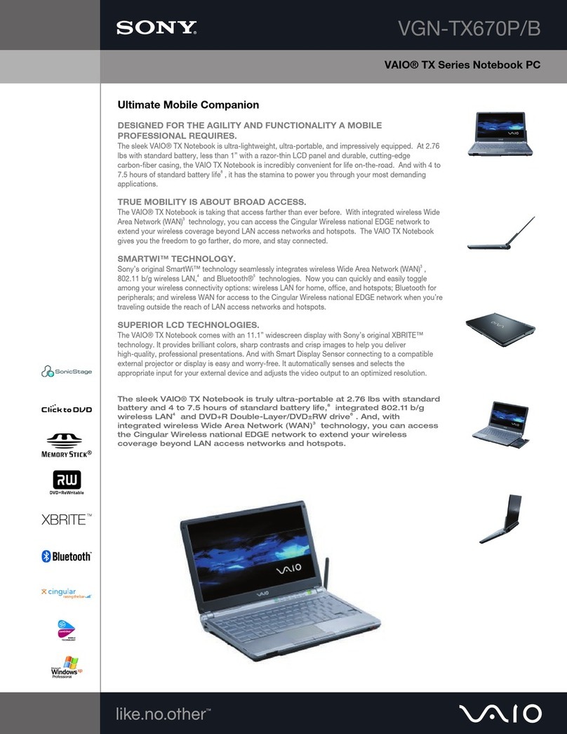 Sony VGN-TX670P/B User manual Sony VGN-TX670P/B User manual