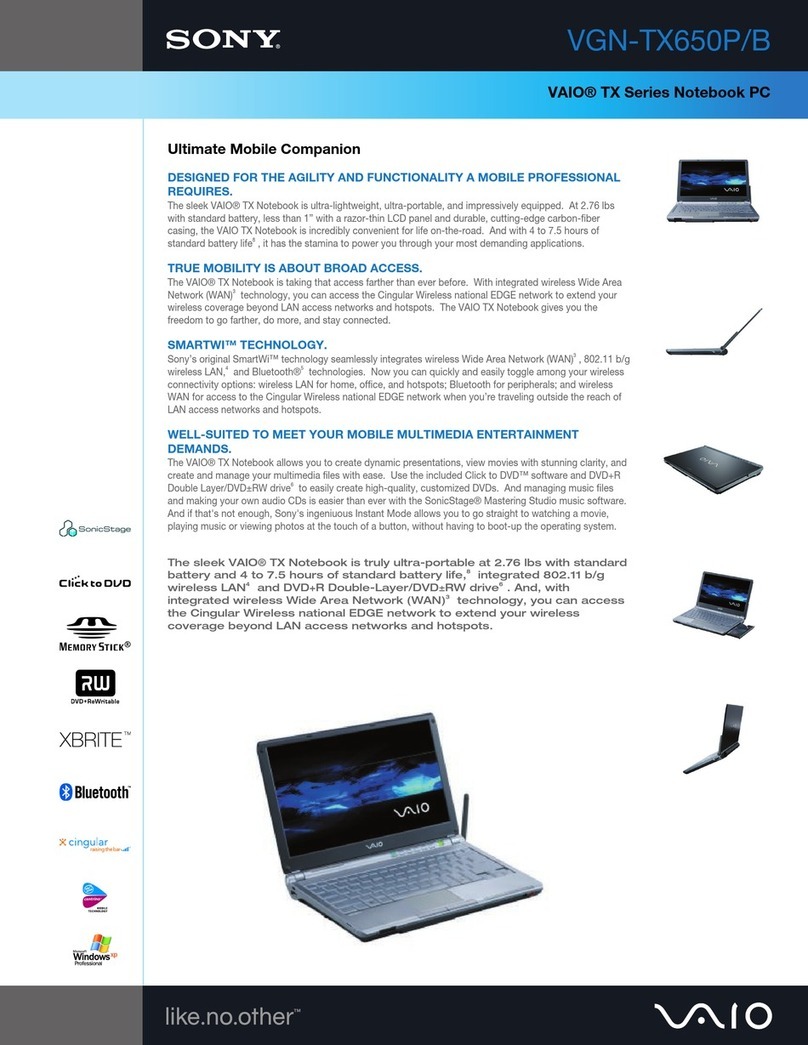 Sony VGN-TX650P User manual