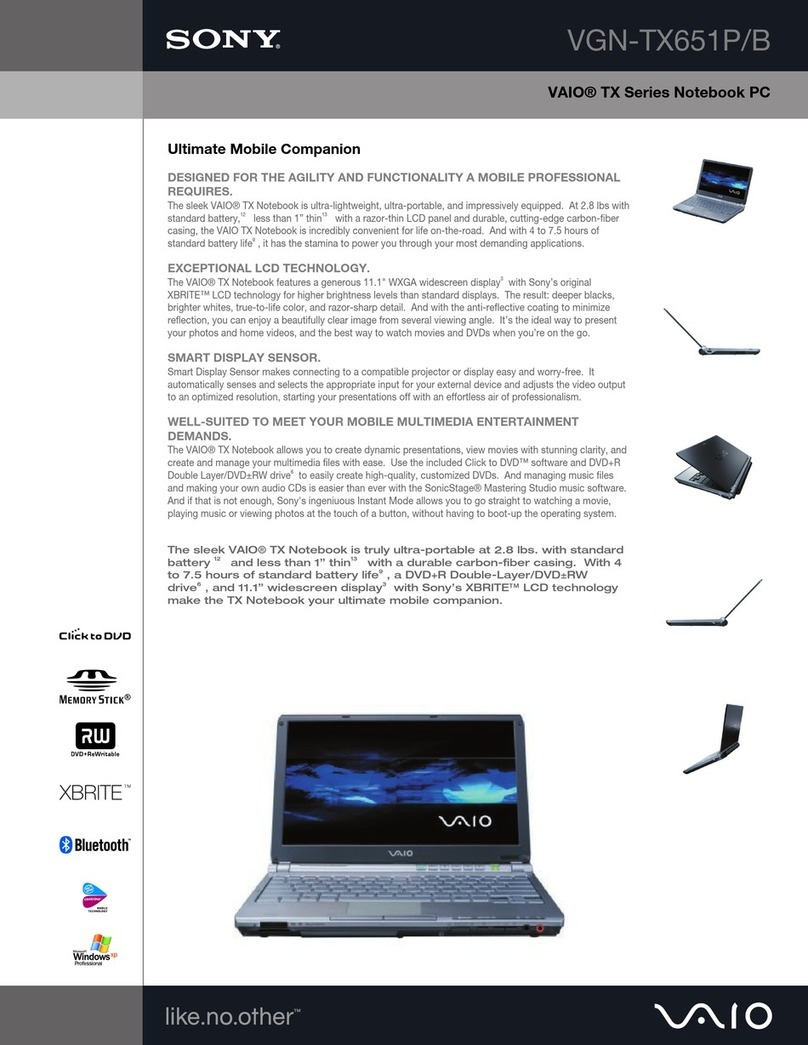 Sony VGN-TX651P User manual