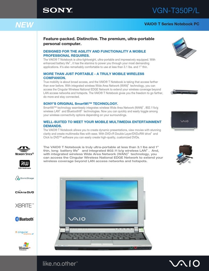 Sony VGN-T350P Specifications