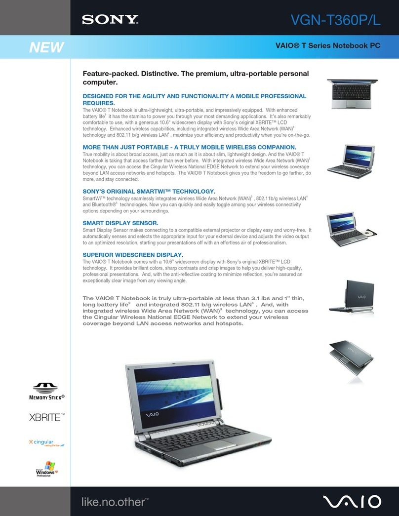 Sony VGN-T360P Specifications