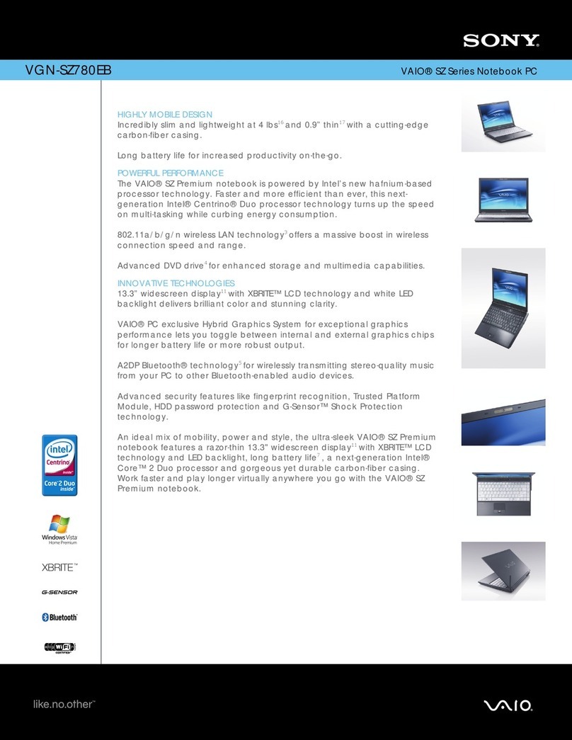 Sony VAIO VGN-SZ780EB Specifications
