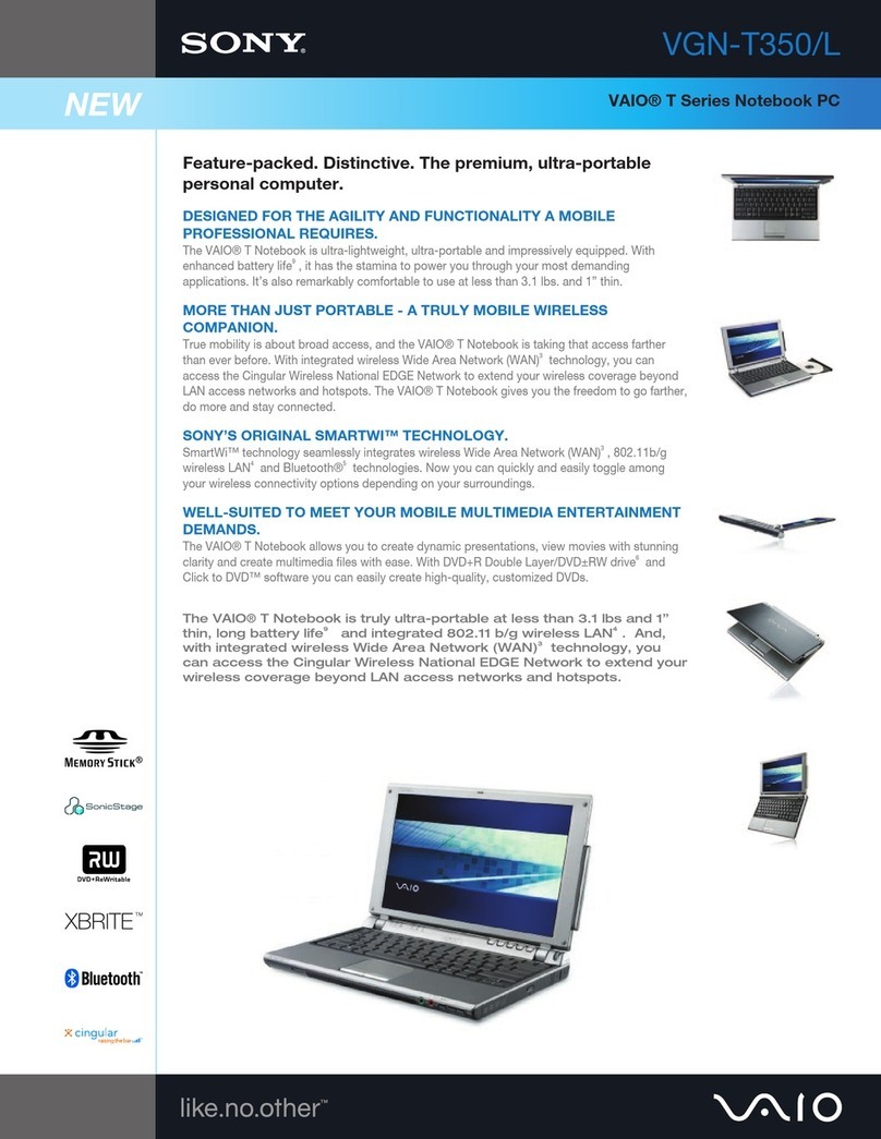 Sony VGN-T350 Specifications