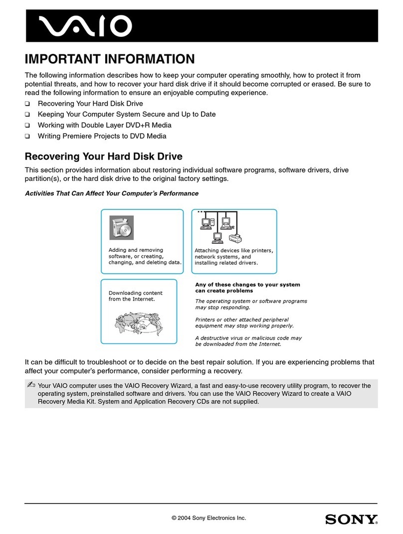 Sony VAIO VGN-T330FP supplementary guide