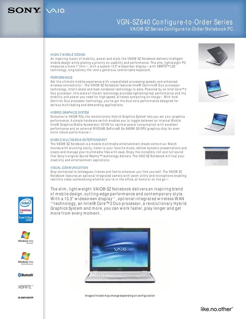 Sony VGN-SZ640 Specifications