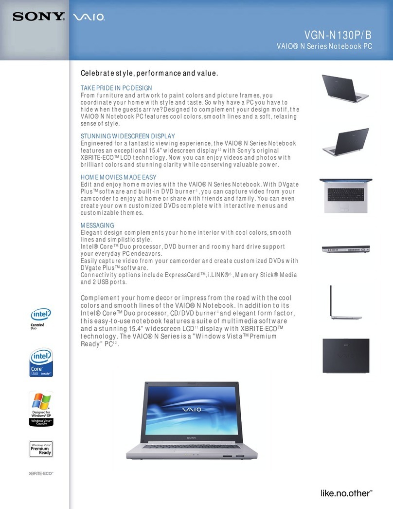 Sony VGN-N130P Specifications