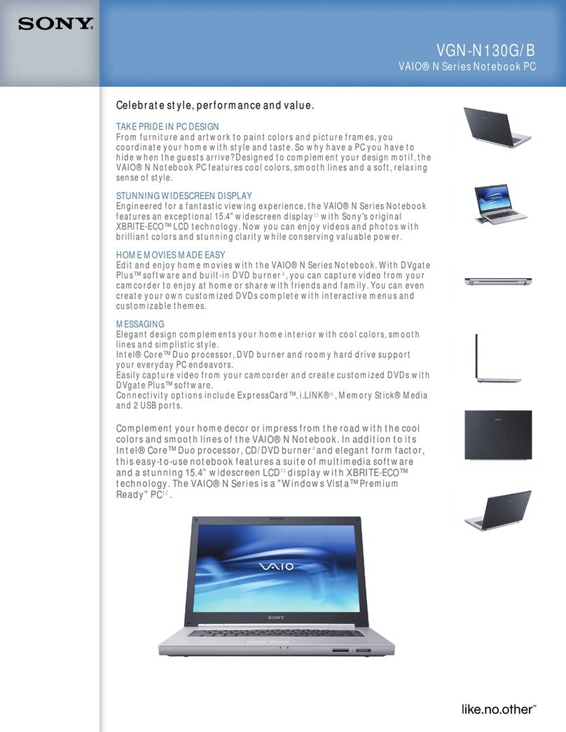 Sony VGN-N130G Specifications
