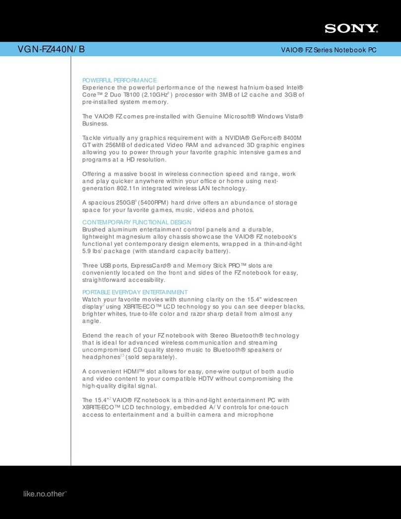 Sony VGN-FZ440N Specifications