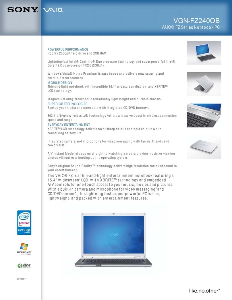 Sony VAIO VGN-FZ240Q Specifications