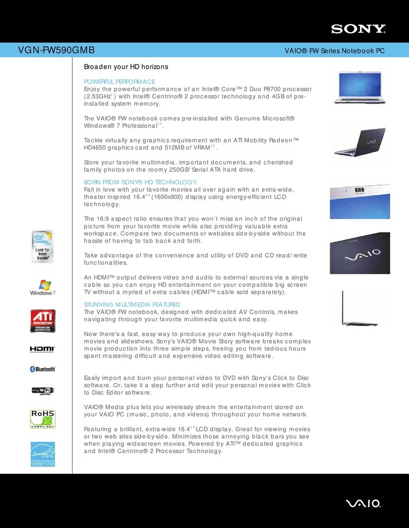 Sony VGNFW590GMB Specifications