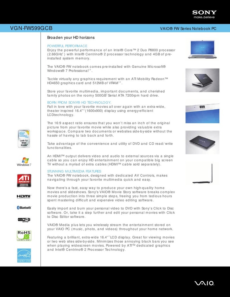 Sony VGNFW599GCB User manual